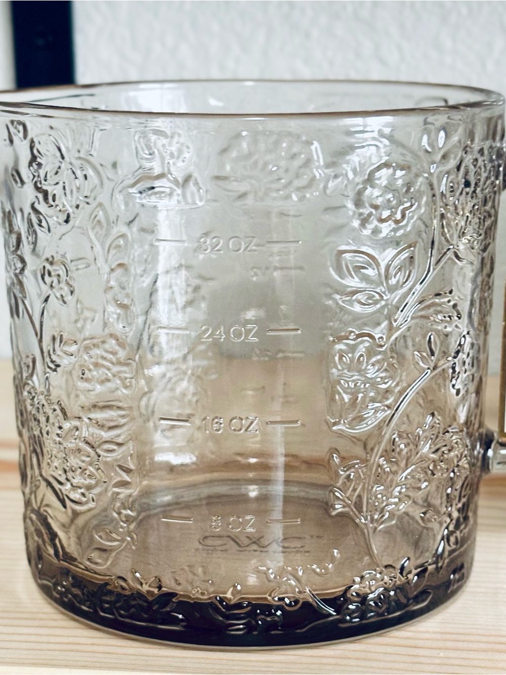 CWC Cook With Color Glass Measuring Cup 32oz ~ 4 Cups Clear Brown Floral NEW - Picture 5 of 8